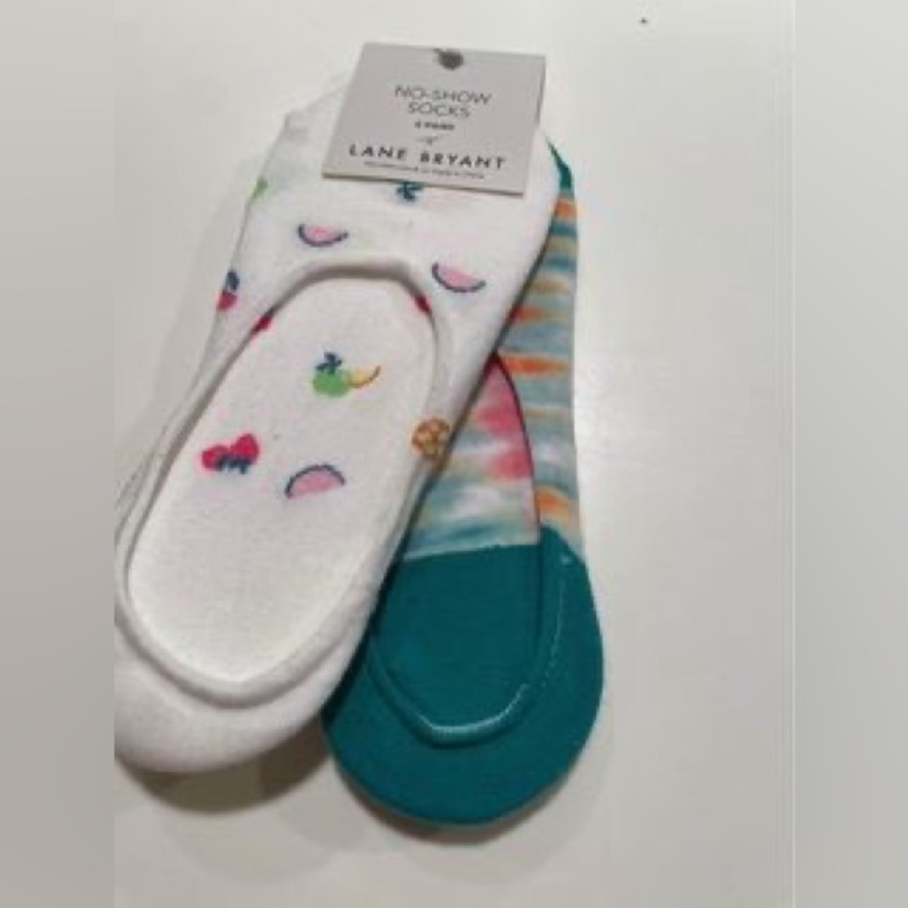 Lane Bryant womens size 8-12 no show socks (2 pair) NEW with tags